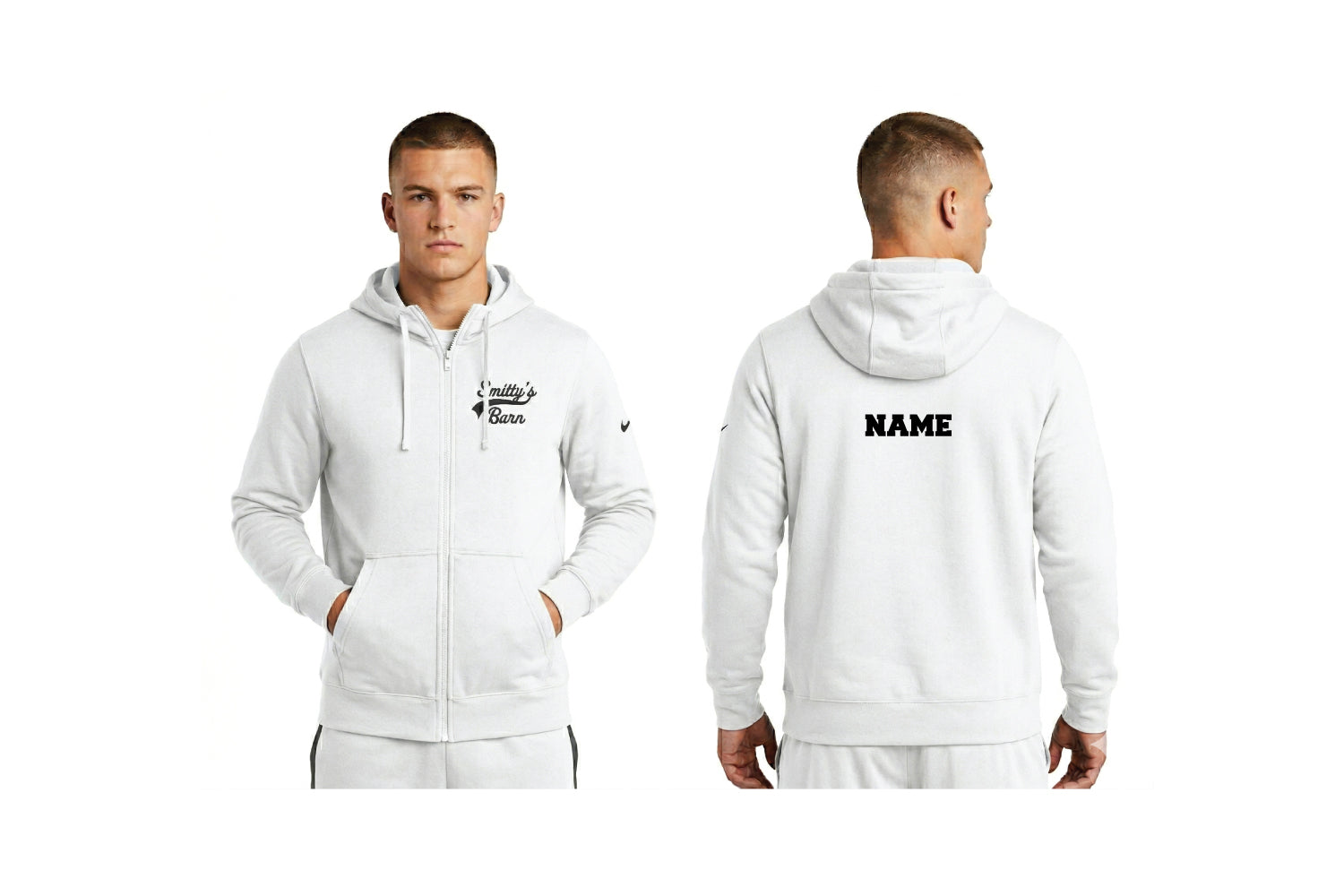 Smitty's Wrestling Barn NIKE Full-Zip Hoodie - White