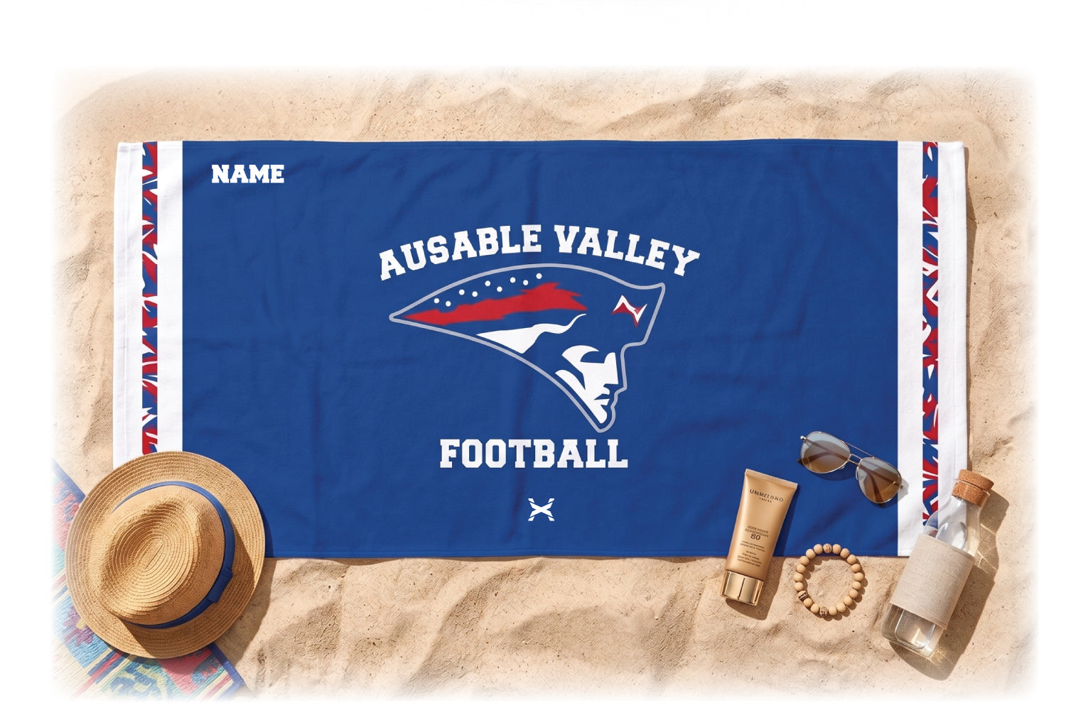 Au Sable Patriots Football  Beach Towel