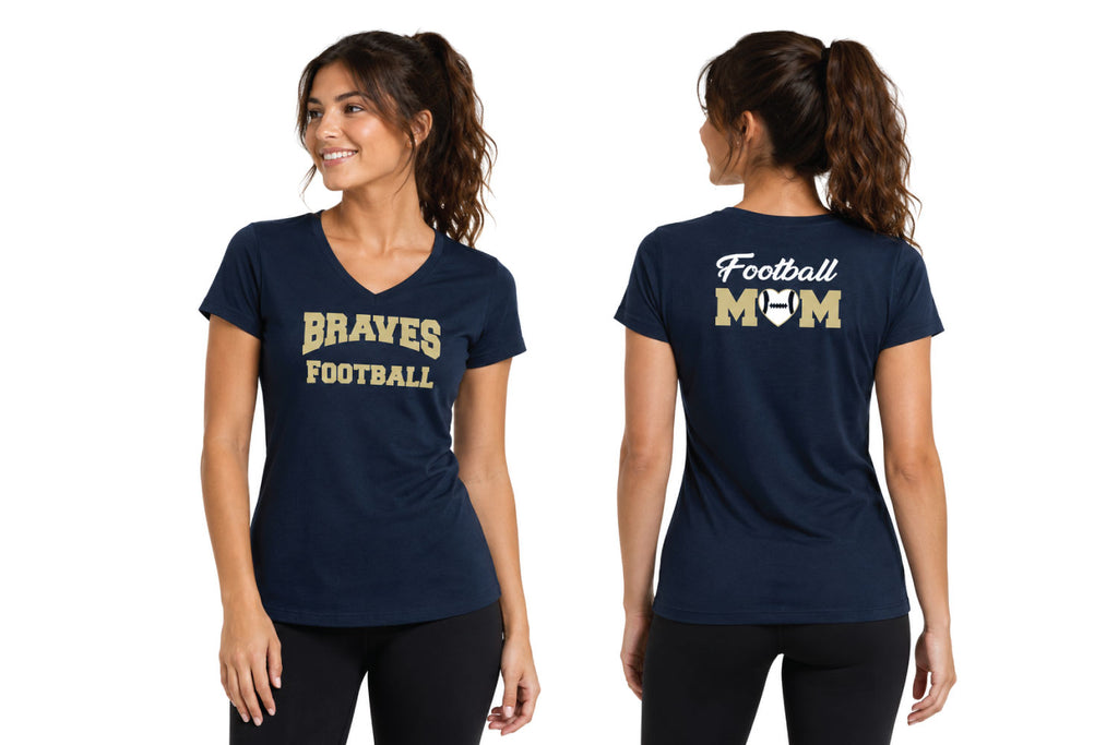 Oakland Braves Football Women’s Relaxed Jersey Short Sleeve V-Neck Tee