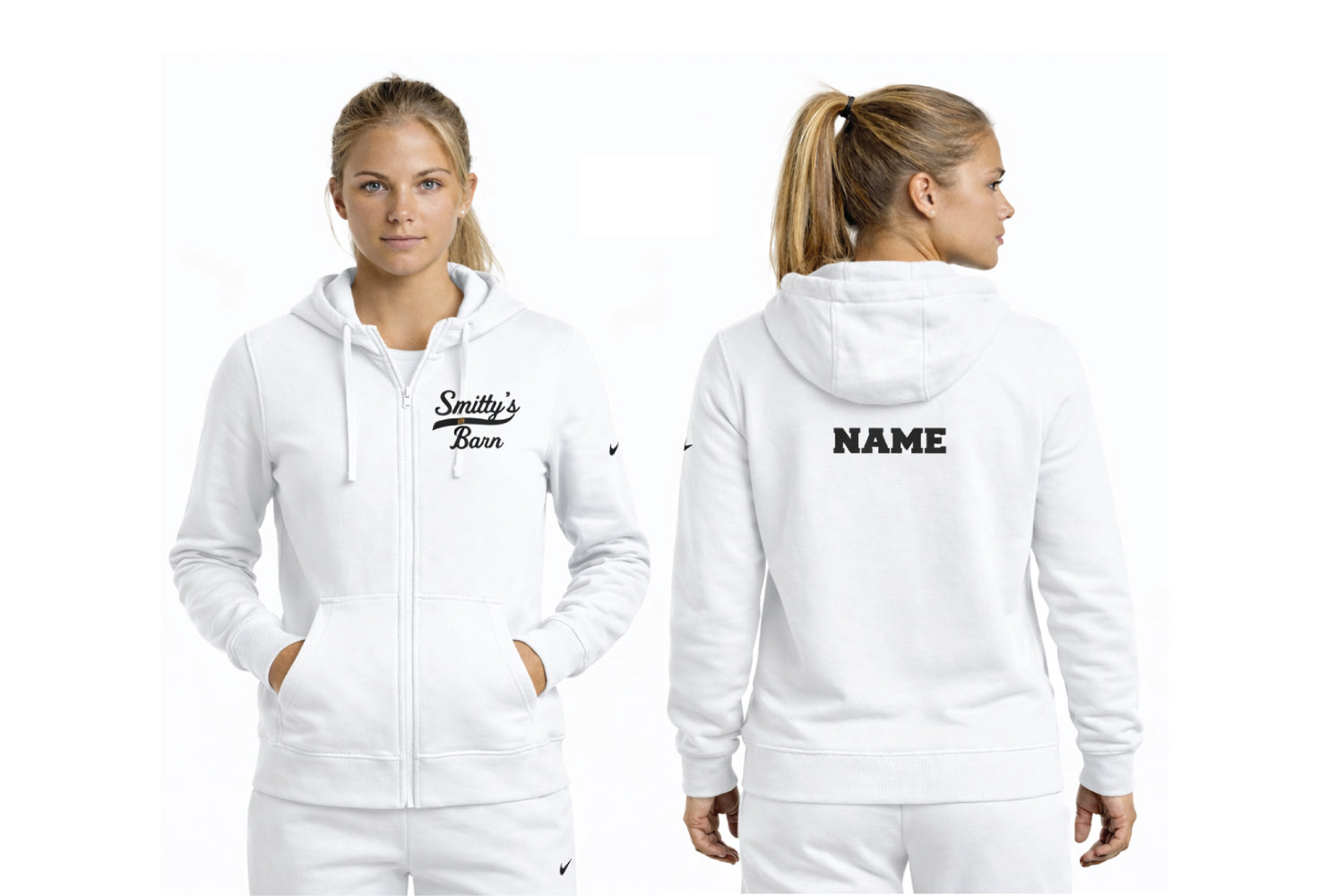 Smitty's Wrestling Barn NIKE Full-Zip Hoodie - White