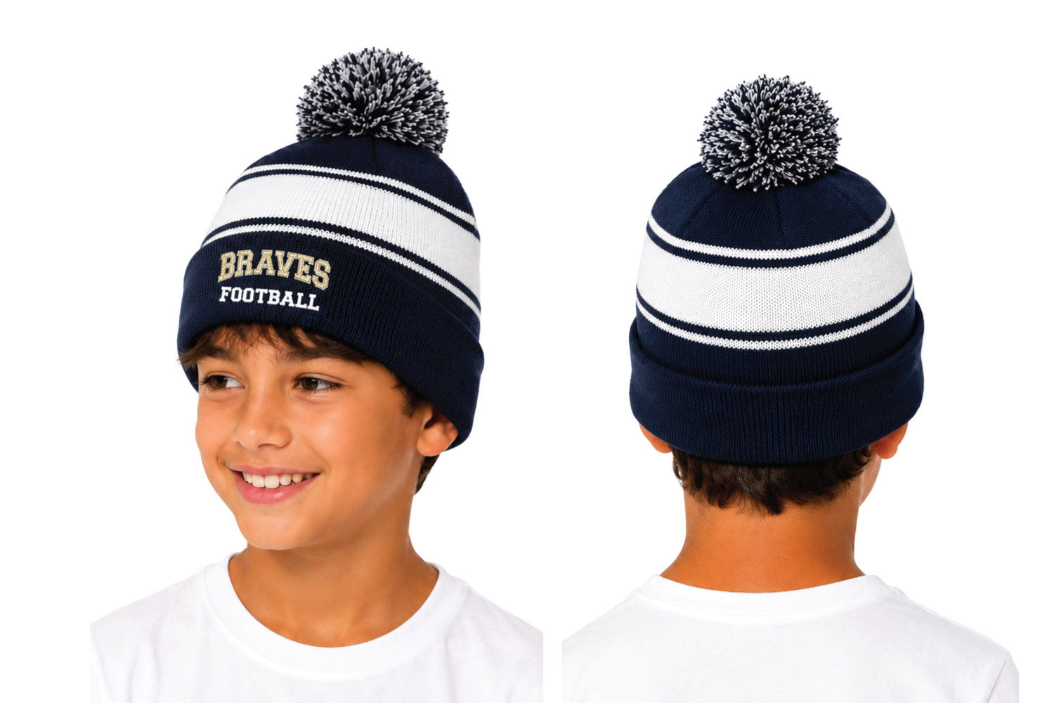 Oakland Braves Football Pom Beanie