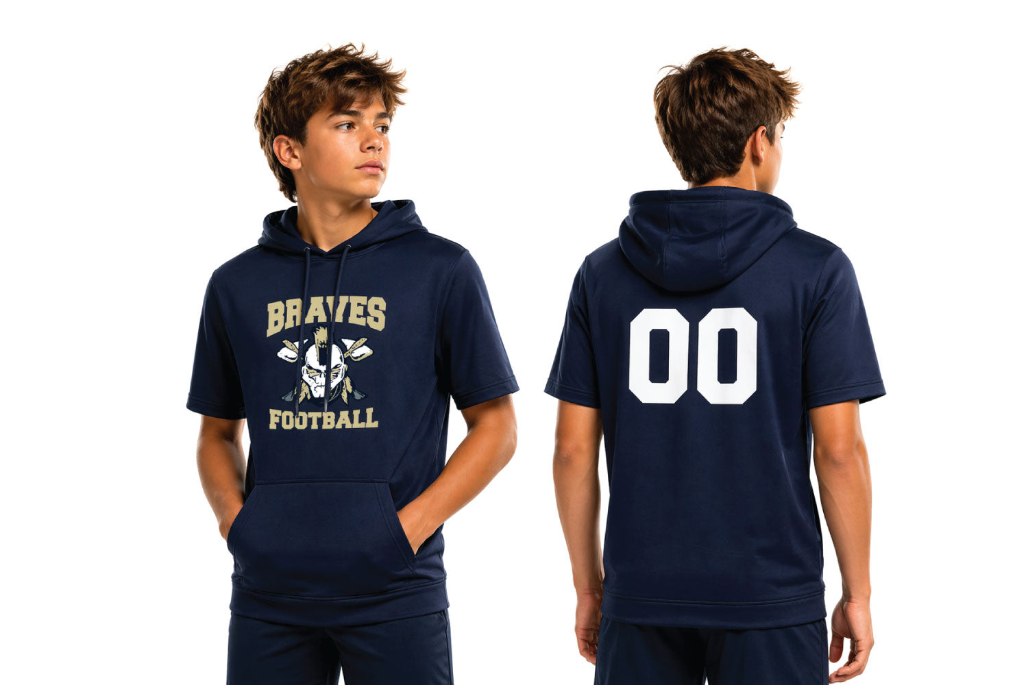 Oakland Braves Football - Fleece Short Sleeve Hooded Pullover
